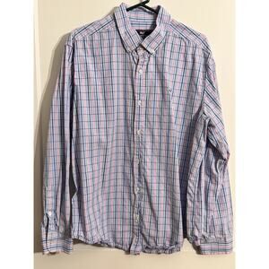 Vineyard Vines Sz XL Check Blue Casual Button Down Classic Preppy Academia Work